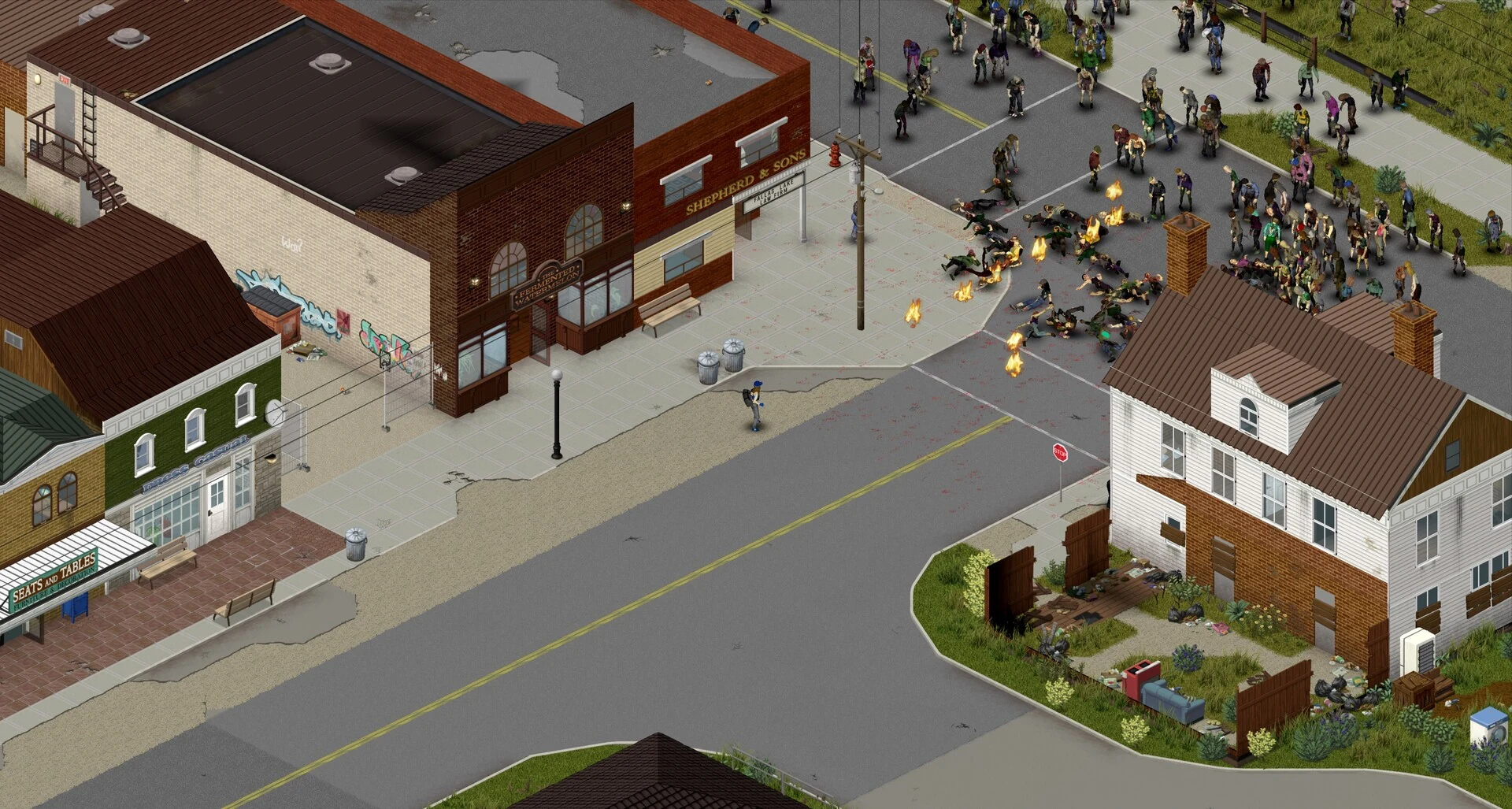 Где искать генератор: двор жилого дома в Project Zomboid