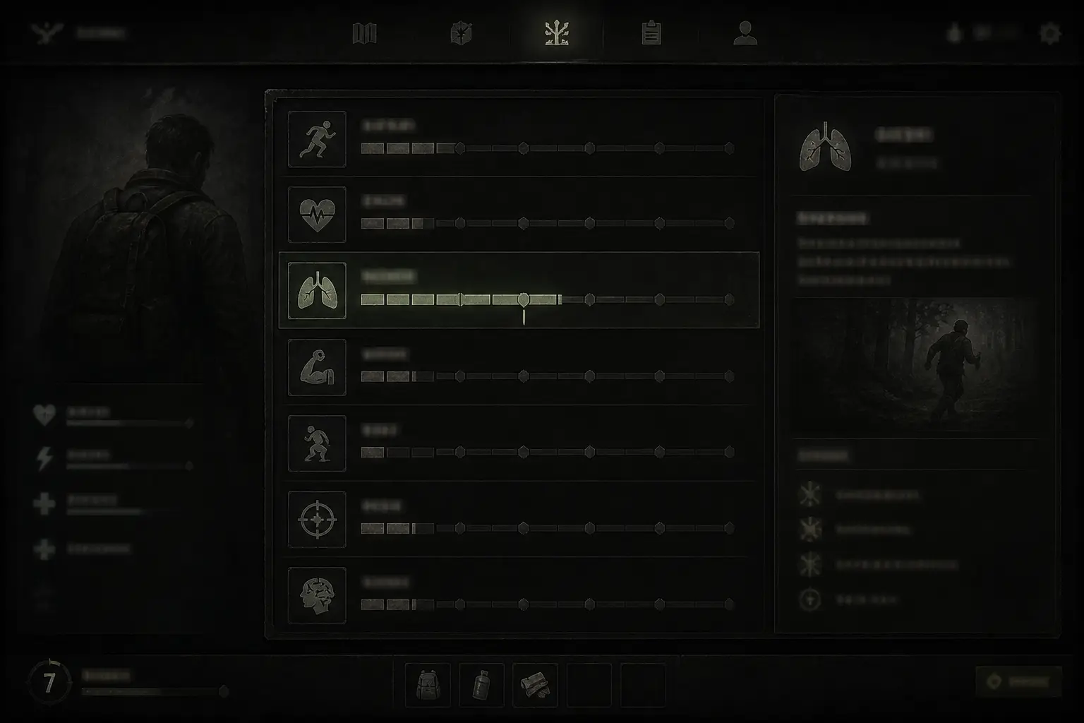 Панель Skills в Project Zomboid