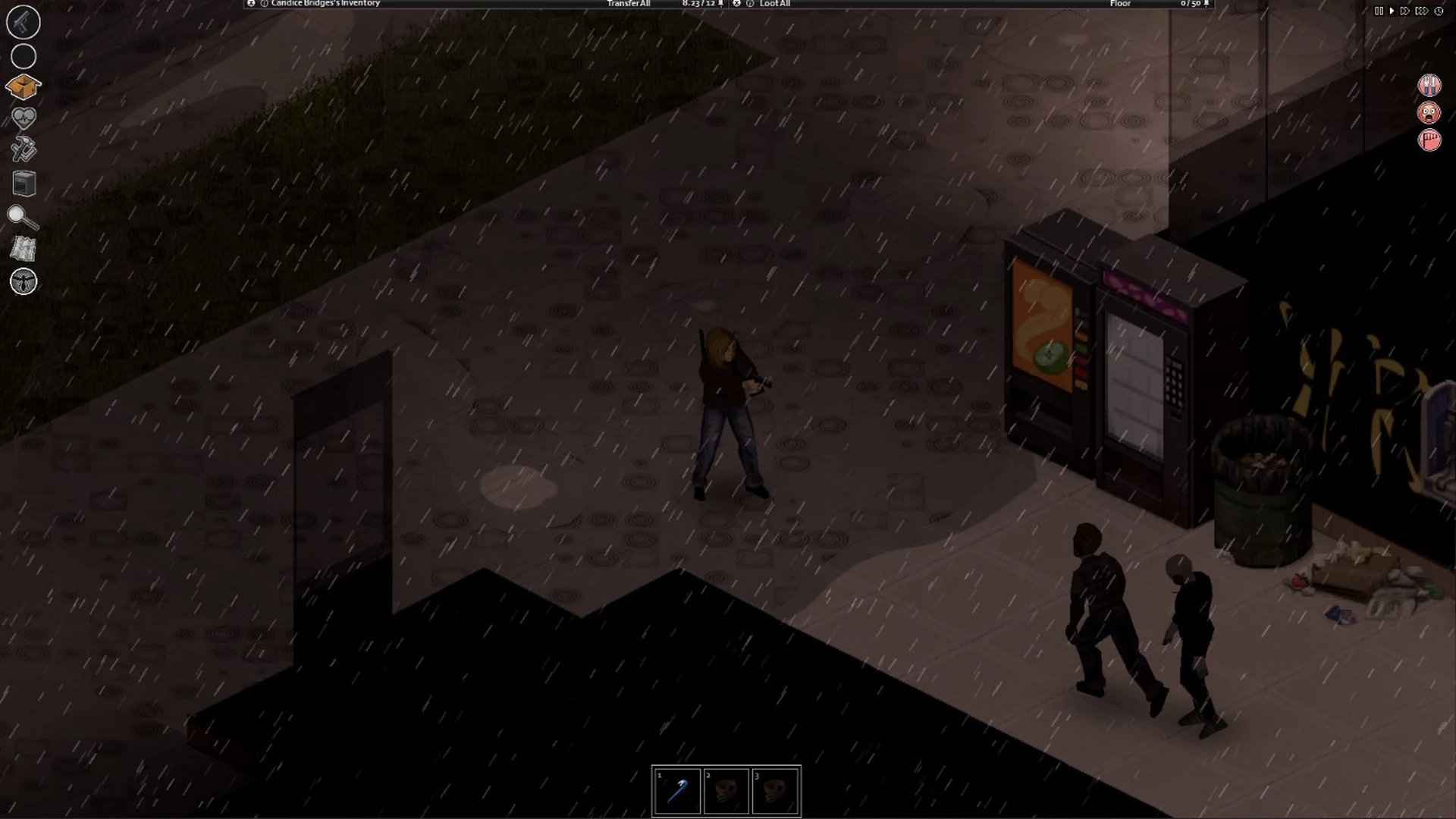 Ночной рейд под дождём в Project Zomboid